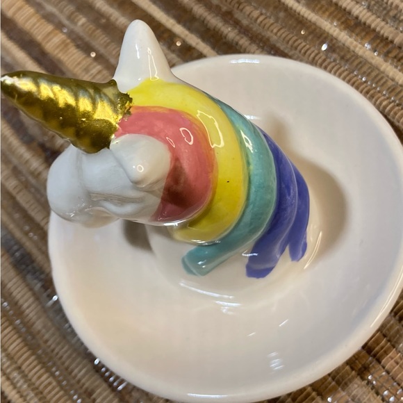 New 🦄 Adorable Glazed Dolomite Unicorn Shape Jewelry Ring Trinket Tray Set of 2 - Picture 5 of 6